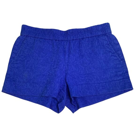 J. Crew Factory Blue Floral Jacquard Boardwalk Shorts Size 6 - Picture 2 of 5